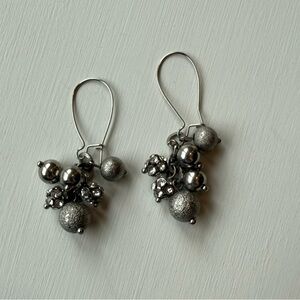 Silver Cluster Drop Earrings